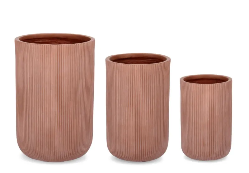 Clearance Bizzotto SET3 P.VASO RIBBED TO TERRACOTTA