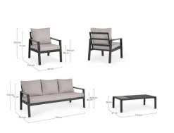 Bizzotto SET4 SALOTTO C-C ELNA ANTRACITE LH32