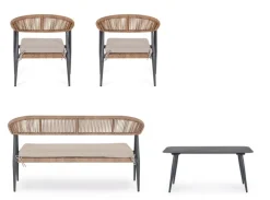 Clearance Bizzotto SET4 SALOTTO C-C JANDIA ANTRACIT/NATURAL