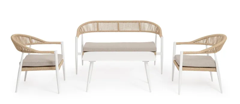 Clearance Bizzotto SET4 SALOTTO C-C JANDIA BIANCO/BEIGE