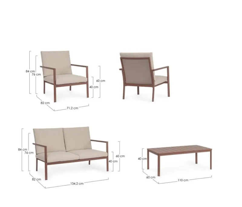 Outlet Bizzotto SET4 SALOTTO C-C KONNOR BARN