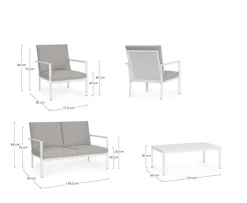 New Bizzotto SET4 SALOTTO C-C KONNOR BIANCO CX21