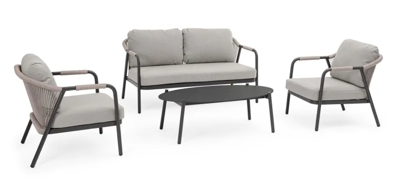 Bizzotto SET4 SALOTTO C-C MIRAVET ANTRACITE/KHAKI