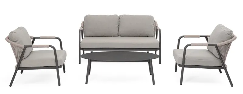 Bizzotto SET4 SALOTTO C-C MIRAVET ANTRACITE/KHAKI