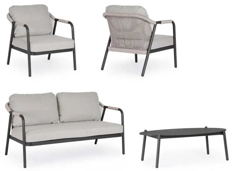 Bizzotto SET4 SALOTTO C-C MIRAVET ANTRACITE/KHAKI