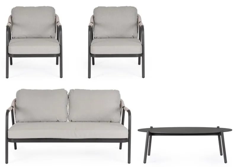 Bizzotto SET4 SALOTTO C-C MIRAVET ANTRACITE/KHAKI