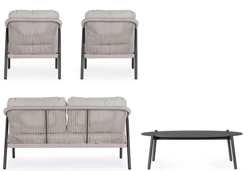 Bizzotto SET4 SALOTTO C-C MIRAVET ANTRACITE/KHAKI