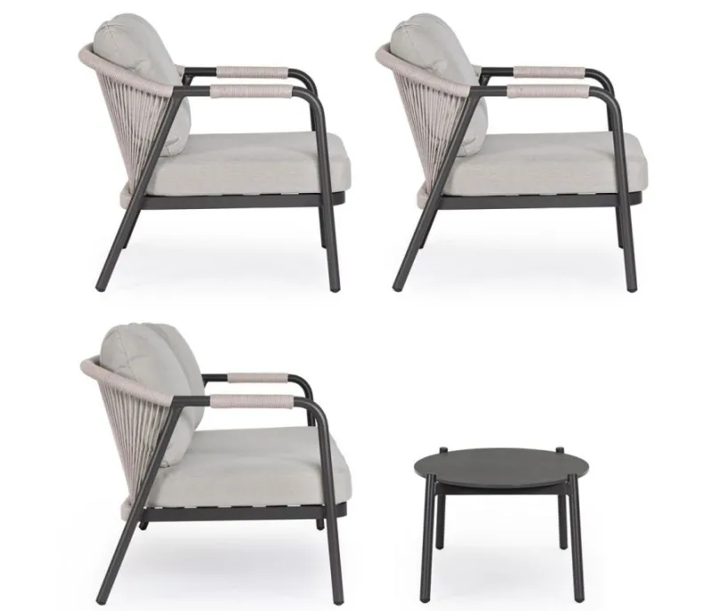 Bizzotto SET4 SALOTTO C-C MIRAVET ANTRACITE/KHAKI