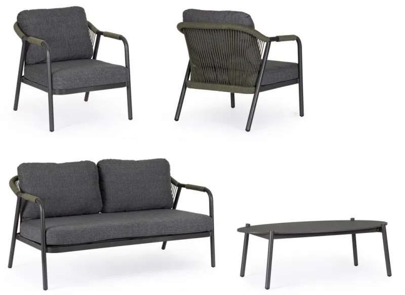 New Bizzotto SET4 SALOTTO C-C MIRAVET ANT/VERDE