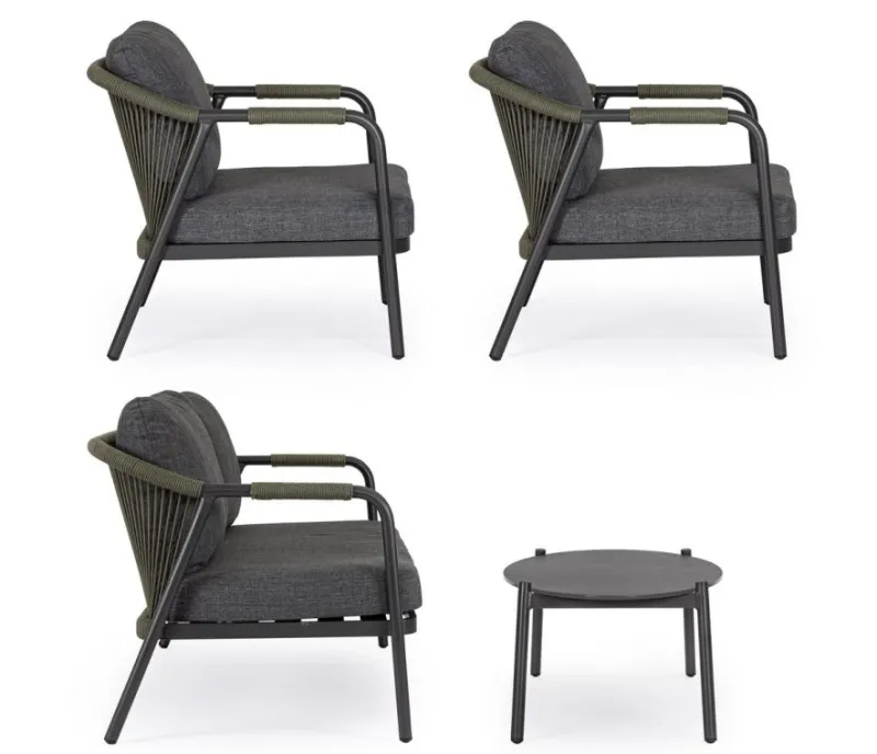 New Bizzotto SET4 SALOTTO C-C MIRAVET ANT/VERDE