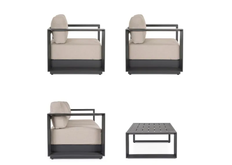 Outlet Bizzotto SET4 SALOTTO C-C MOSES ANTRACITE YK13