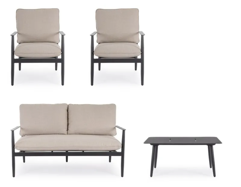 Hot Bizzotto SET4 SALOTTO C-C NEBULA ANTRACITE YK13