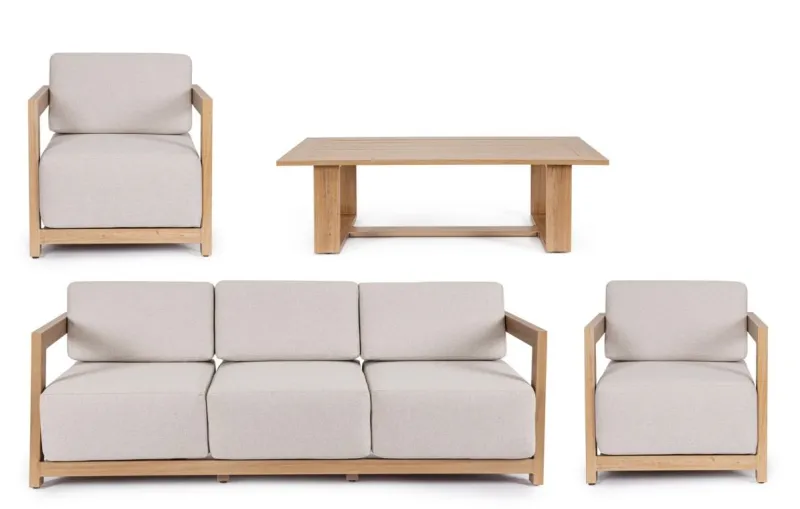 Outlet Bizzotto SET4 SALOTTO IN ALLUMINIO NATURALE- THESEUS