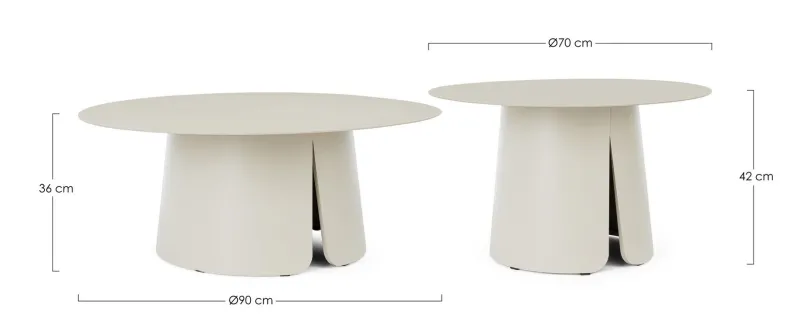 Clearance Bizzotto SET2 TAVOLINO BRYAN D70+90 PELICAN