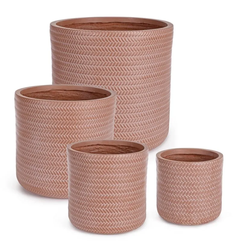 Discount Bizzotto SET4 VASO TRESSAGE CIL TERRACOTTA
