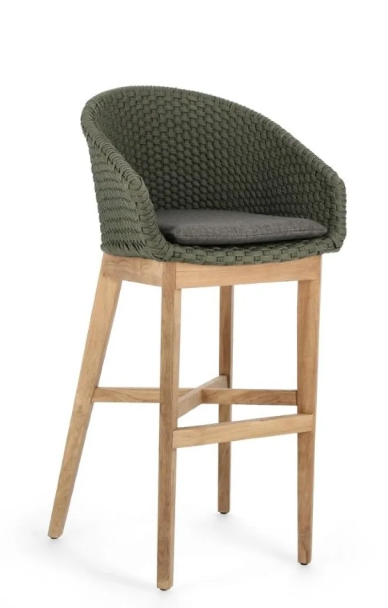 Bizzotto SGABELLO BAR IN CORDA PER ESTERNO VERDE - COACHELLA