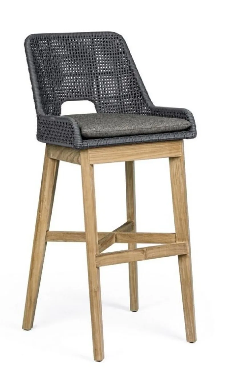 New Bizzotto SGABELLO BAR IN CORDA PER ESTERNO COLOR ARDESIA - HESPERIA