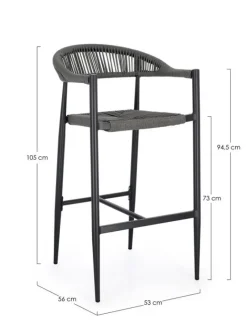 Bizzotto SGABELLO BAR JANDIA ANTRACITE/GRIGIO
