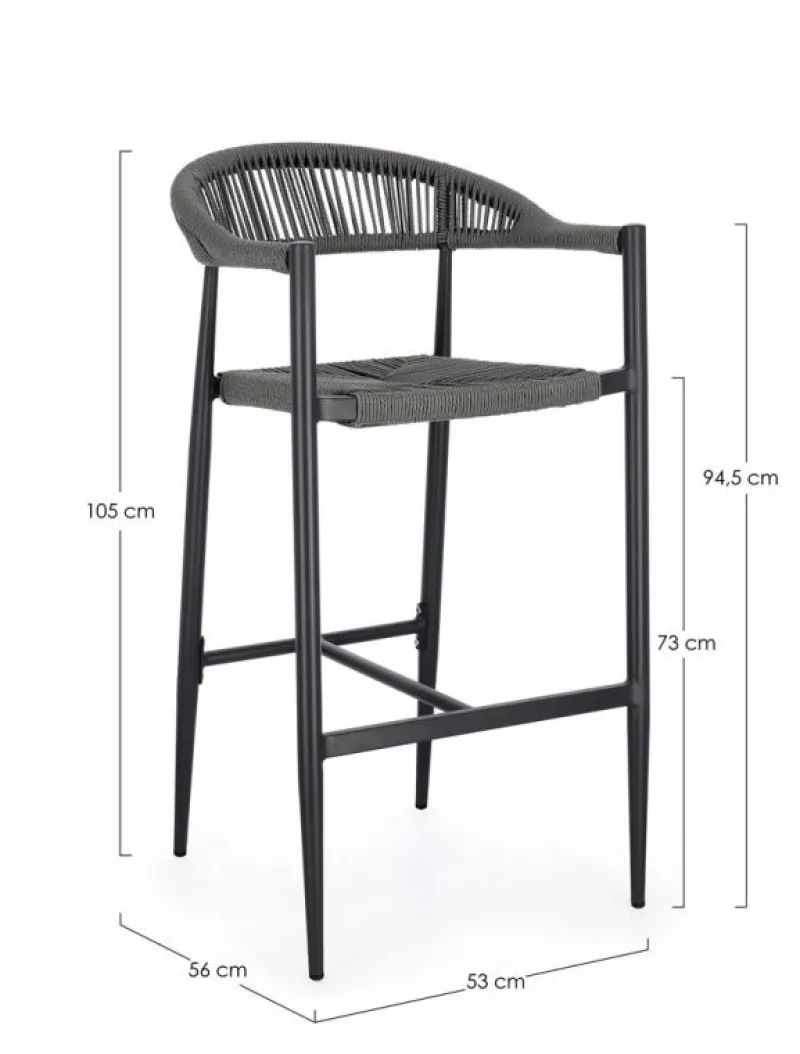 Bizzotto SGABELLO BAR JANDIA ANTRACITE/GRIGIO