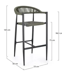 Best Bizzotto SGABELLO BAR JANDIA ANTRACITE/VERDE