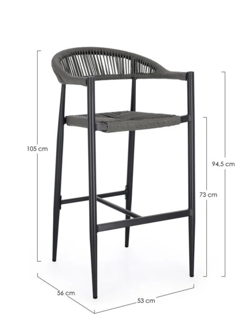 Online Bizzotto SGABELLO BAR JANDIA ANTRACITE/GRIGIO