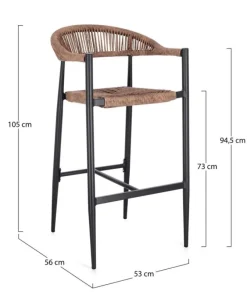 Hot Bizzotto SGABELLO BAR JANDIA ANTRACITE/NATURAL