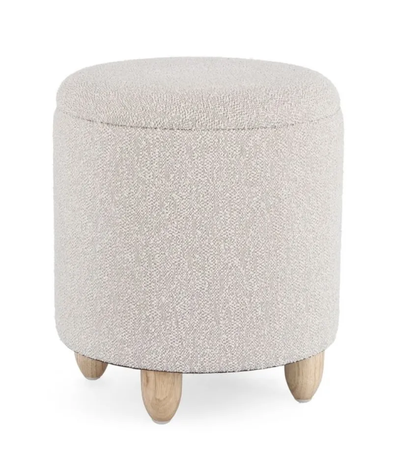Outlet Bizzotto SGABELLO CONTENITORE EFFETTO BOUCLE' GRIGIO CHIARO- ZENA