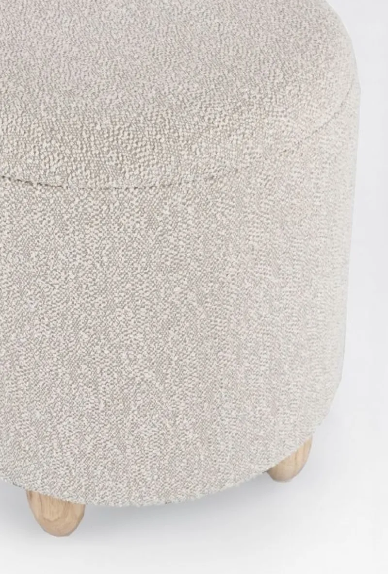 Outlet Bizzotto SGABELLO CONTENITORE EFFETTO BOUCLE' GRIGIO CHIARO- ZENA