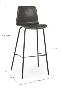 Clearance Bizzotto SGABELLO IN ECOPELLE ANTRACITE - KYRA