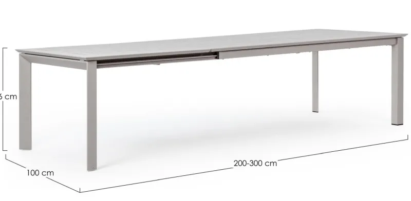 Discount Bizzotto TAVOLO IN ALLUMINIO 200/300X110 - KONNOR RASTIN