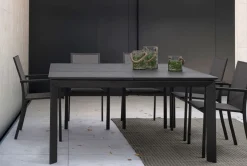 Outlet Bizzotto TAVOLO IN ALLUMINIO 110/160X160 ANTRACITE CX23 - KONNOR