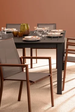 Outlet Bizzotto TAVOLO IN ALLUMINIO 110/160X160 ANTRACITE CX23 - KONNOR