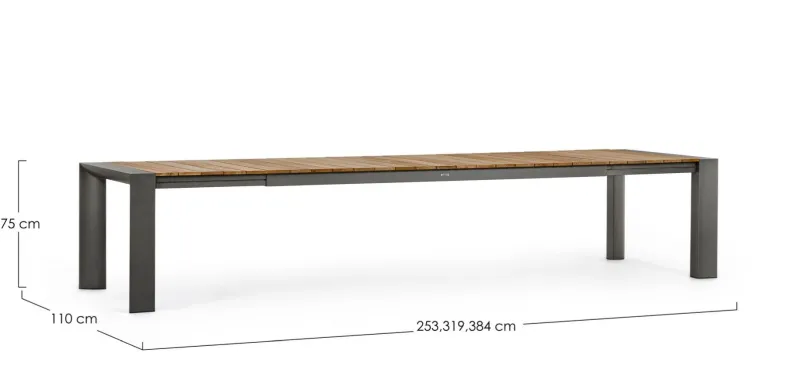 Bizzotto TAVOLO IN ALLUMINIO 253/319/384X110 ANTRACITE GK52 - CAMERON