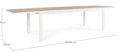 Online Bizzotto TAVOLO IN ALLUMINIO 220-340X100 BIANCO YK11 - BELMAR