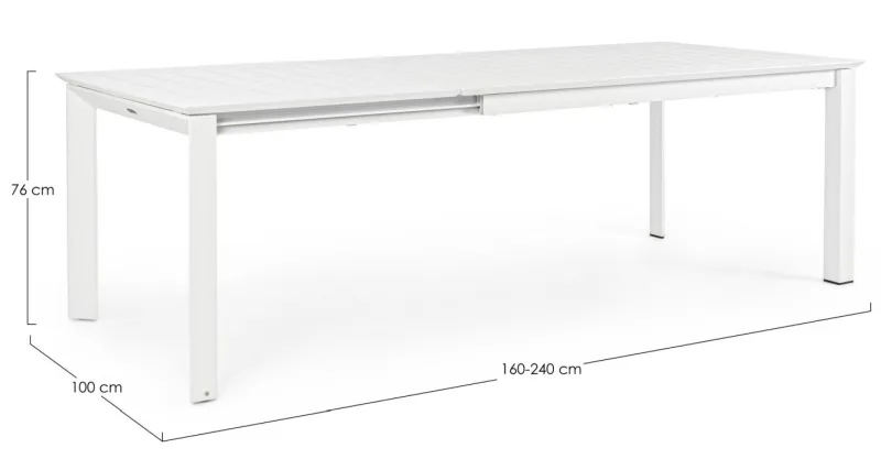 Hot Bizzotto TAVOLO IN ALLUMINIO 160/240X100 BIANCO CX21 - KONNOR