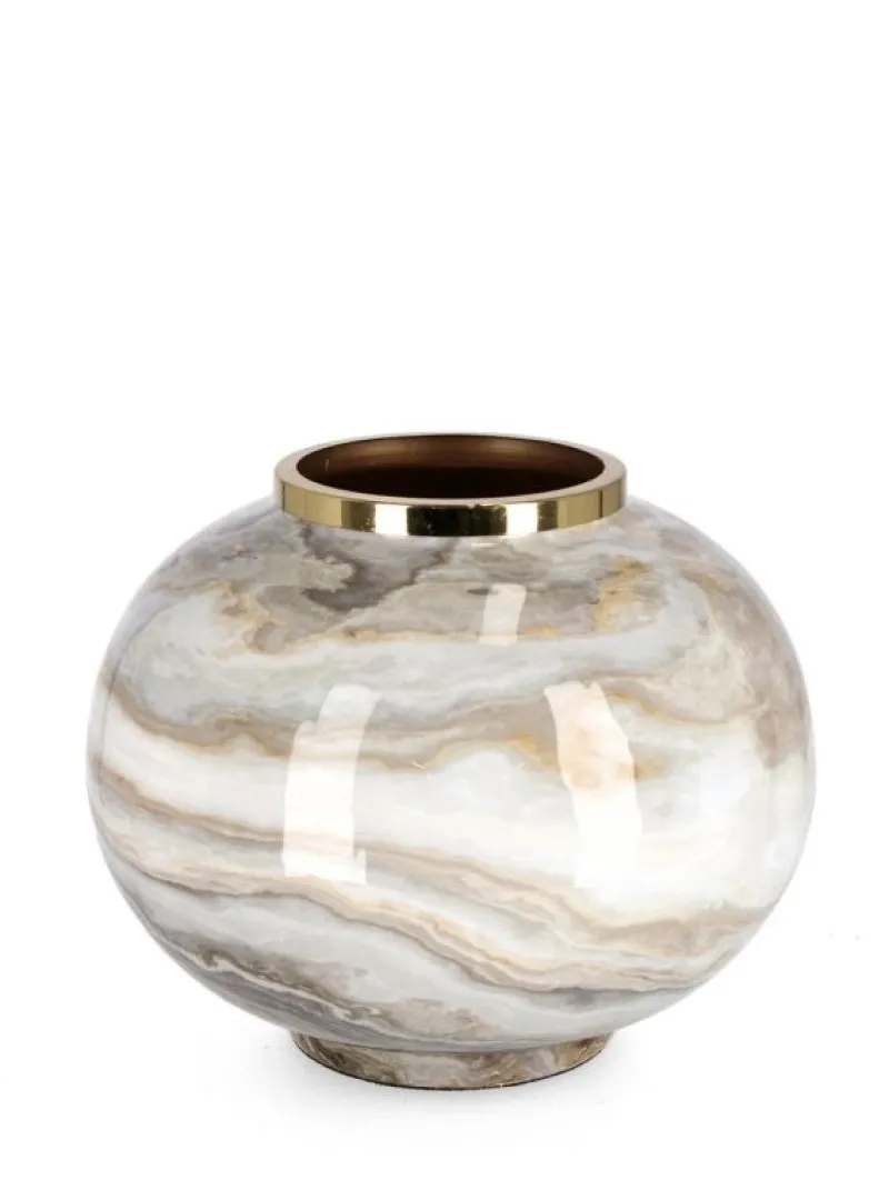 Bizzotto VASO MARSHA BOMB BIANCO GRIGIO ORO H25