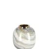 New Bizzotto VASO MARSHA TO BIANCO GRIGIO ORO H17