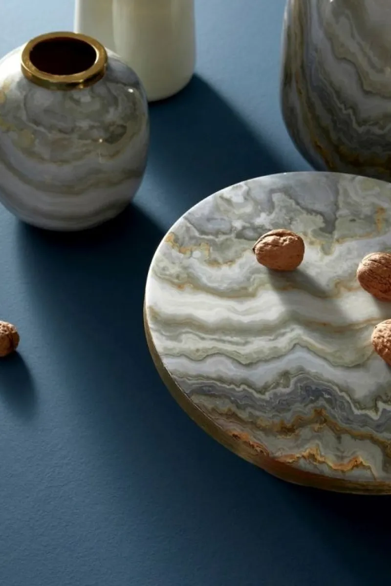 New Bizzotto VASO MARSHA TO BIANCO GRIGIO ORO H17