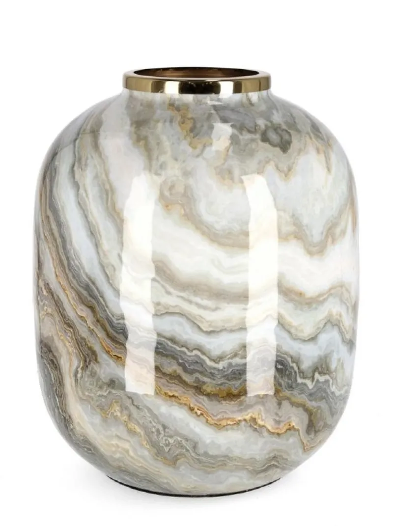 Best Bizzotto VASO MARSHA TO BIANCO GRIGIO ORO H36